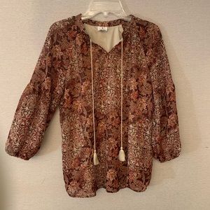 Dress Barn Paisley BoHo Blouse XS